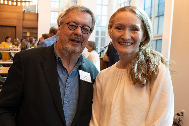 Rick Provine and Brooke Cox at the Roy O. West Library rededication.