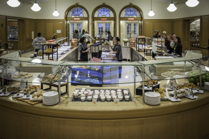 Food options on display at hoover hall