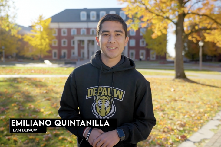 Emiliano Quintanilla in front of Roy O Library