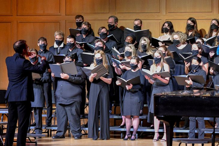 Choir singing onstage