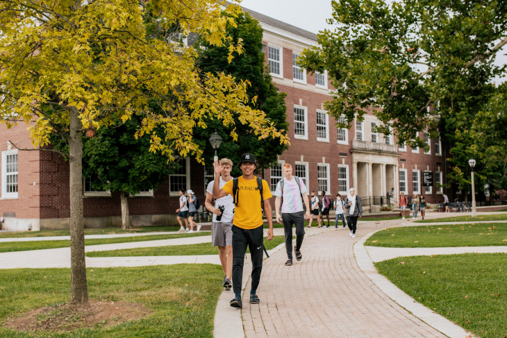 students walking to class