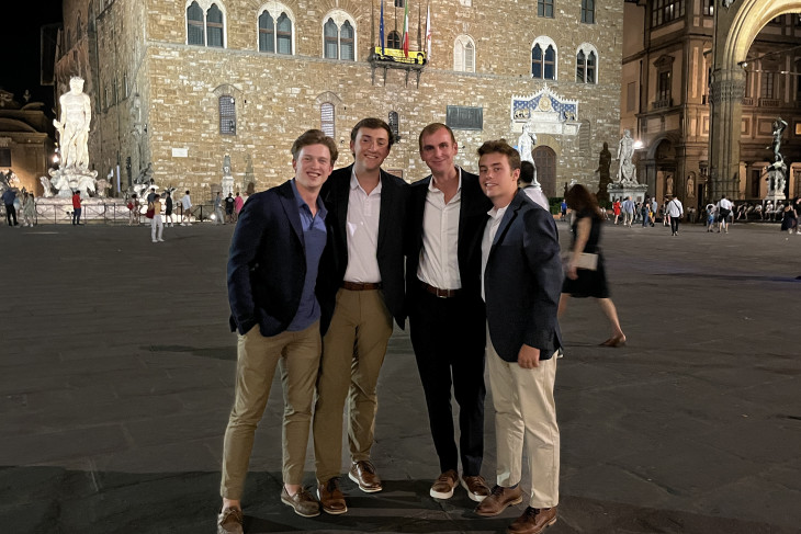 DePauw student with friends in Italy