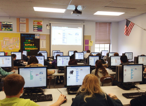 Greencastle Middle School students studying computer science