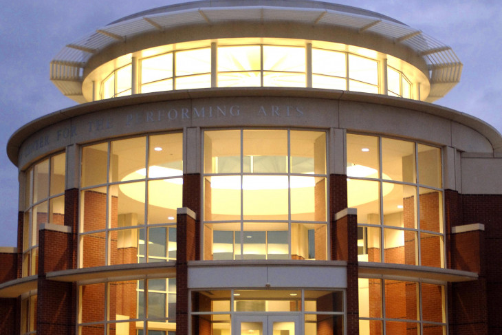 Circular building during dusk