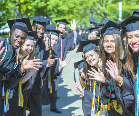 Students in line on graduation day