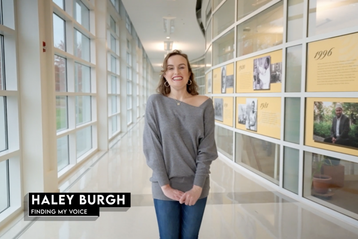 Haley Burgh inside Green Center for the Performing Arts