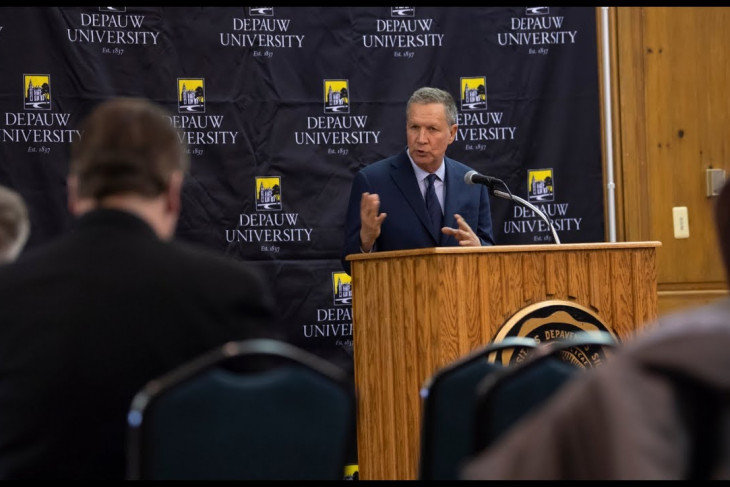 John Kasich answering questions during a press conference