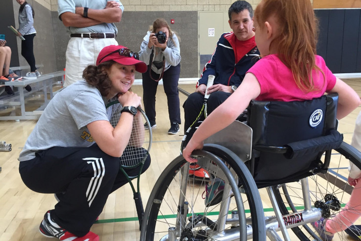 Erin Andrade coaches wheelchair tennis