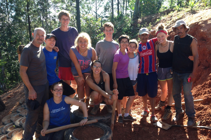 Students pause for a photo on a CoCoDA DePauw service trip in 2017. 