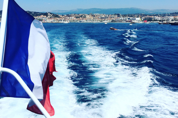 picture on boat with french flag