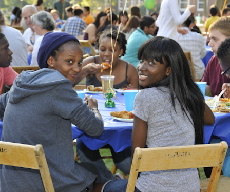 Students at potluck event