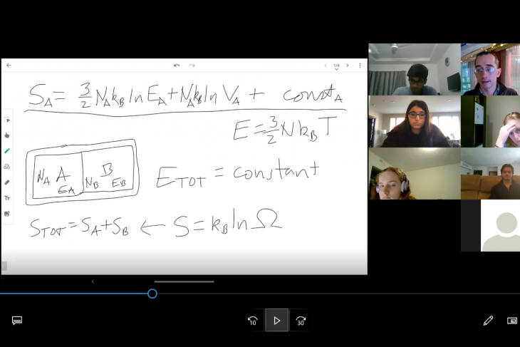 White board used to teach physics 