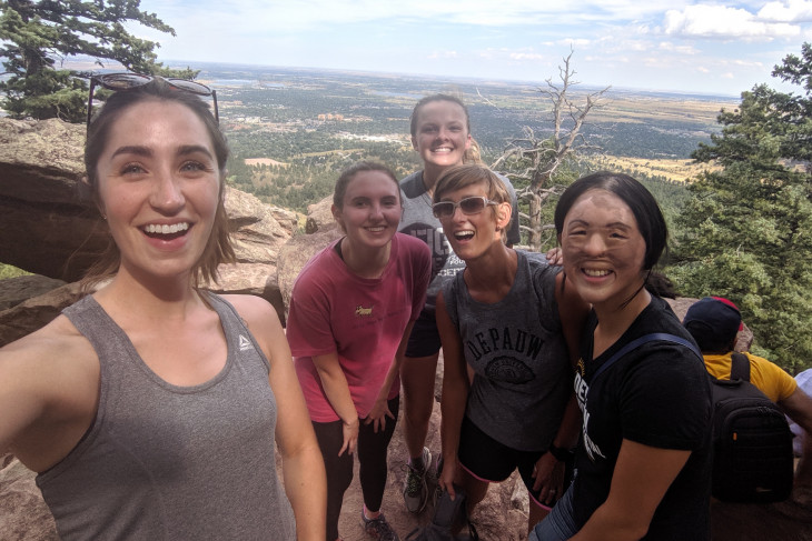 students on a hike 