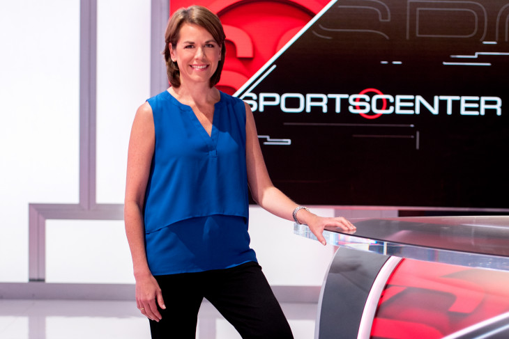 Jill Frederickson at the "Sportscenter" news desk