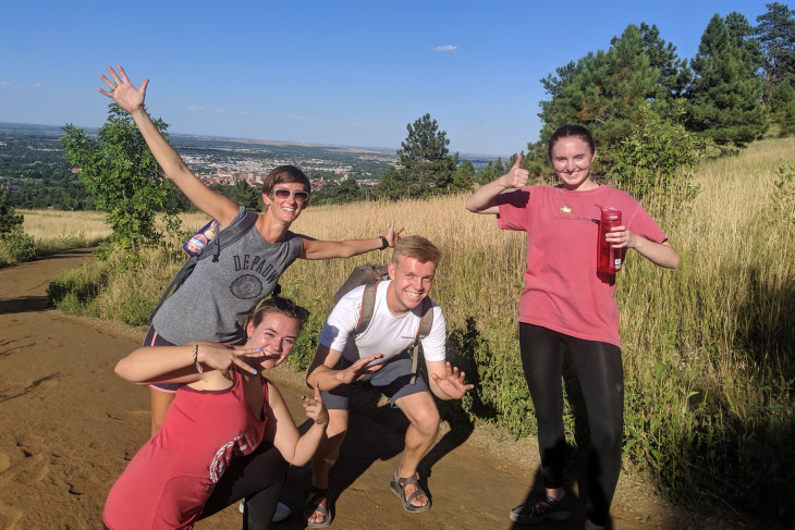 students hiking