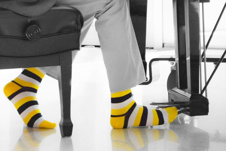 Joshua Thompson in DePauw socks.