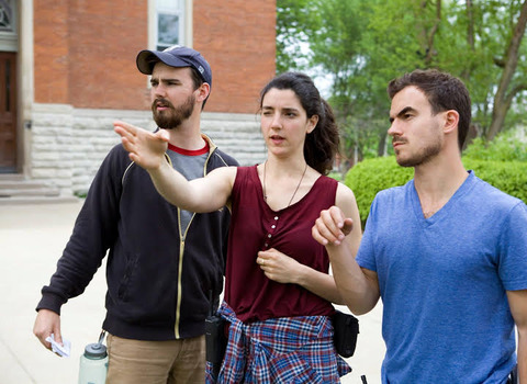 Henry Johnston '14 and Alex Thompson '12, with Director of Photography Zoe Lubeck