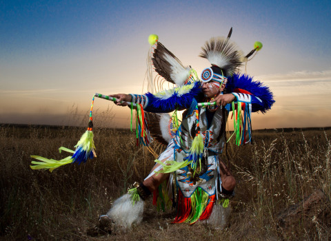 native pride dancer in full costume