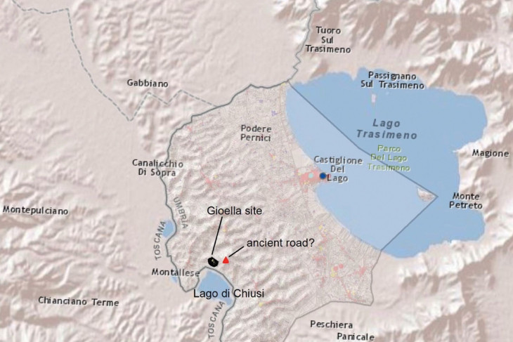 Map of Lago Trasimeno and the Territory of Castiglione del Lago.