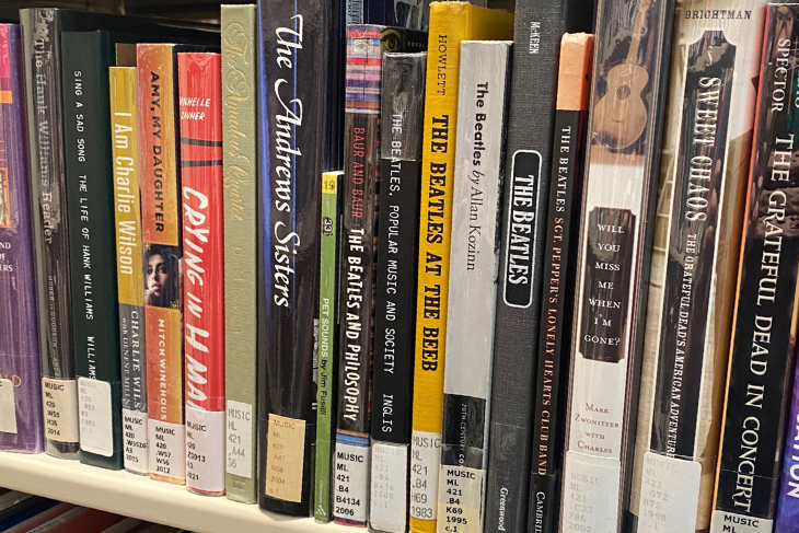 Image of several books located at DePauw University's Music Library Stacks