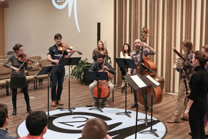 Students play music at Music on the Square