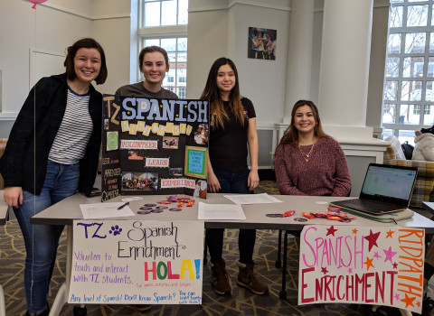 Student volunteers and student coordinator for Spanish Enrichment program