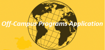 Off-Campus Program Application Banner with a globe in the background