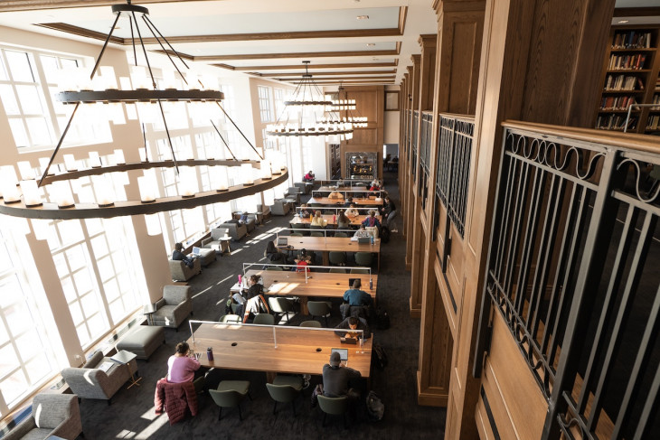 A view from the second floor of the new 3,280-square-foot Reading Room.