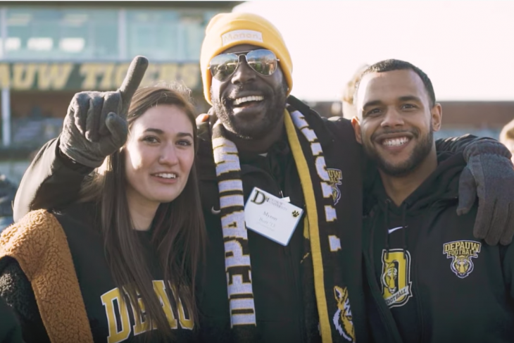 Smiling DPU fans after the Monon Bell win in November, 2019