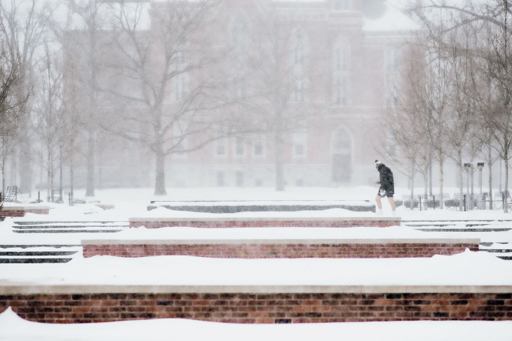 Snowy day on campus 