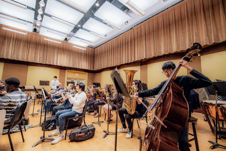 A band rehearsing