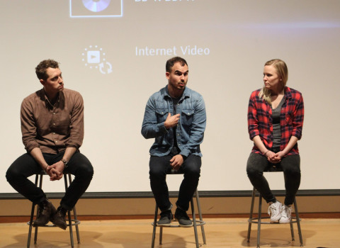 Alex Thompson '12 participating in a discussion at SXSW Film Festival