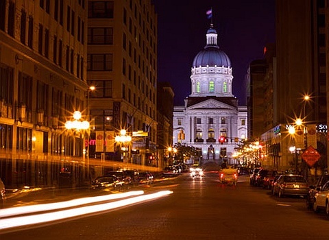 Indiana State House at night