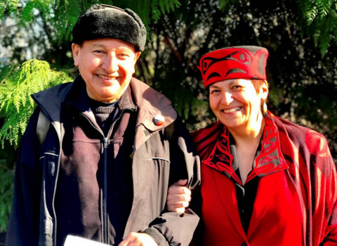 Grand Chief Stewart Phillip and Joan Phillip smiling together