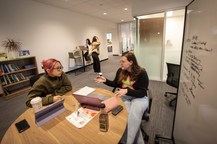 Students and tutors collaborate on assignments in the new Learning Commons.