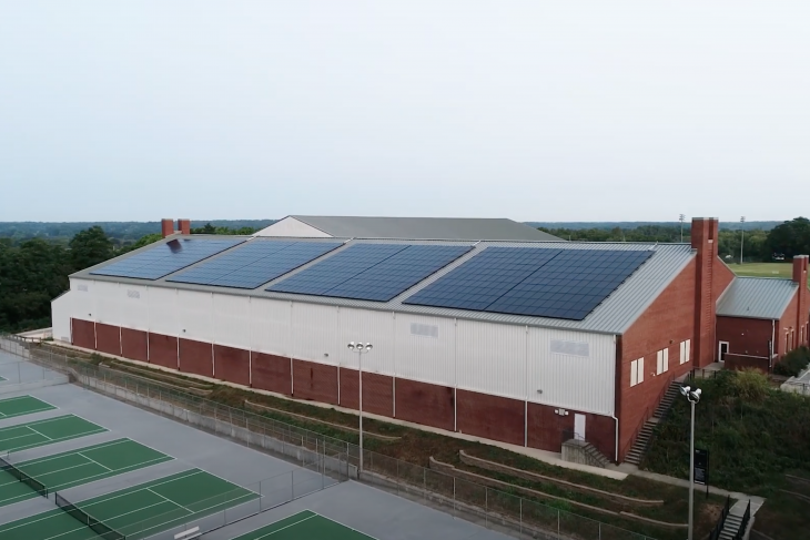 Solar panels atop the track and field building