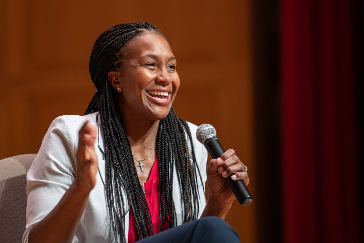 WNBA star Tamika Catchings gave an Ubben lecture at DePauw Nov. 22.