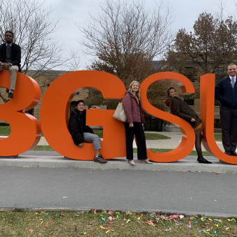 DePauw Debaters Strike a Pose at Bowling Green State (2019). Pictured (Left to Right): KeVeon White, Yong Heo, Alayna Trier, Sage Klinger, Lucas Taylor.
