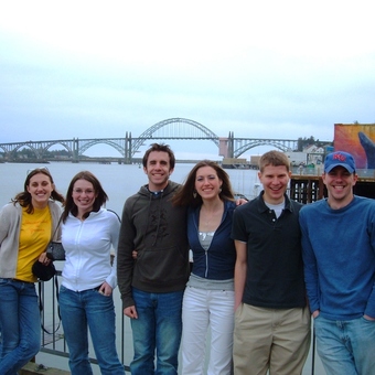 Stefanie Duncan, Kalie Zamierowski, Tyler Kennedy, Jenny Starcevich, Michael Lutz, and J.J. Burns (left to right) take in the sights in beautiful Portland, Oregon in 2006.