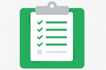 Clipboard with paper showing items checked