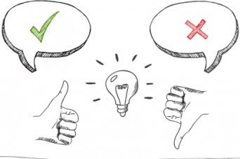 Animation with thumbs up and thumbs down