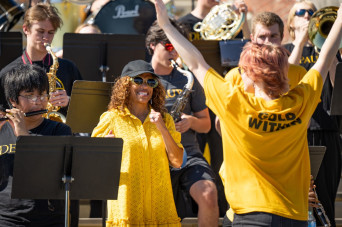 President White joins the pep band