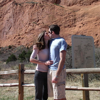 Tyler Kennedy and Jenny (Starcevich) Kennedy demonstrate the proper technique at the "Kissing Camels" in Colorado (2007).