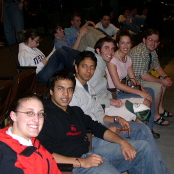 The team anxiously await results at the NPDA national tournament at Texas Tech in 2005.