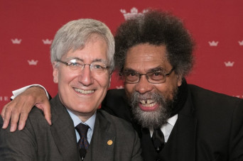 Robert P. George and Cornel West standing side-by-side