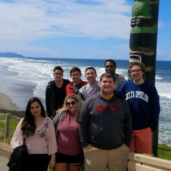 After rounds at Stanford. Front Row (left to right): Rajshree Upadhyay, Kylee Rippy, Ryan Dickison; Back Row: Luka Ignac, Danny Schultz, Liam Byrnes, KeVeon White, Seth Brawner (2018).