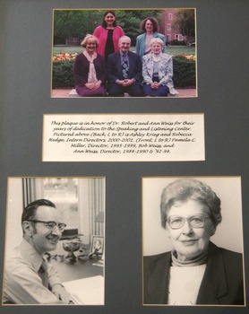 Collage of Dr. Robert Weiss headshot, Ann Weiss headshot, and other communication directors