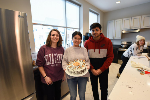 Students cooking in the kitchen