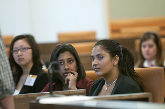 Students watching a speaker intently