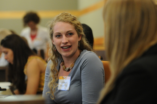 Students having discussion during a break out session